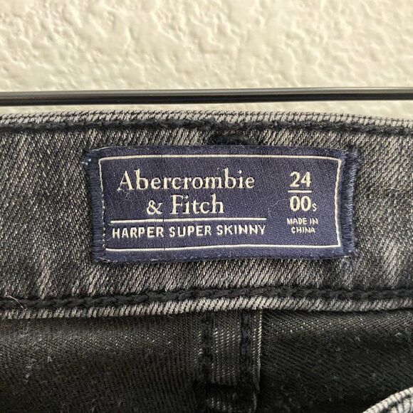 Harper Ankle Super Skinny Jeans Abercrombie & Fitch Size 24 / 00 Black Gray - Picture 2 of 5